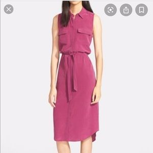 Equipment Tegan midi silk dress in fuchsia